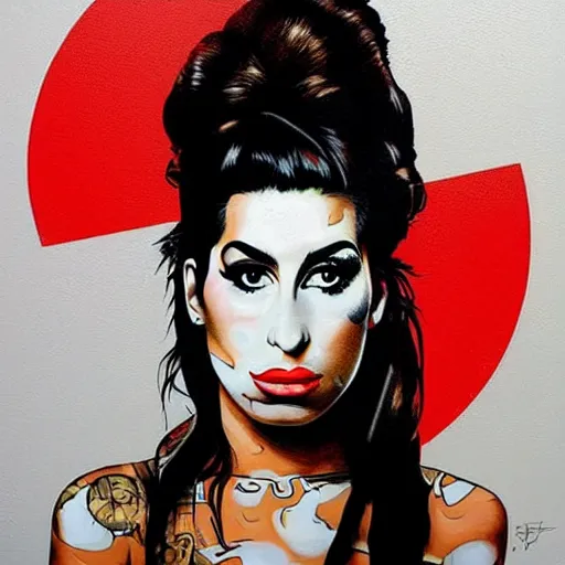 Image similar to portrait of amy winehouse, artwork by sandra chevrier