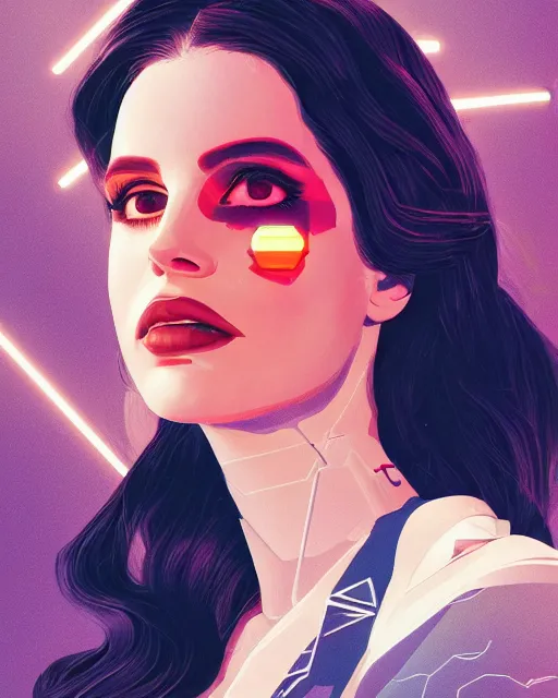 Image similar to portrait of lana del rey as a cyborg. intricate abstract. intricate artwork. by tooth wu, wlop, beeple, dan mumford. octane render, trending on artstation, greg rutkowski very coherent symmetrical artwork. cinematic, hyper realism, high detail, octane render, 8 k, iridescent accents