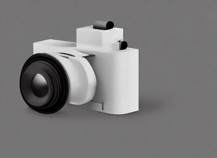 Prompt: orthographic view of minimalism camera designed by Dieter Rams, Naoto Fukasawa, designed by Apple, highly detailed, minimalism, front view, illustration