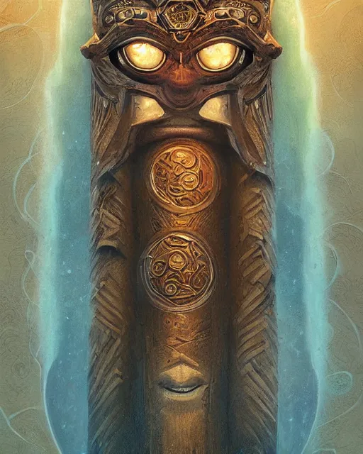 Prompt: digital painting of a toki pona totem by filipe pagliuso and justin gerard, symmetric, fantasy, detailed, intricate, sharp focus, tarot card, gwent