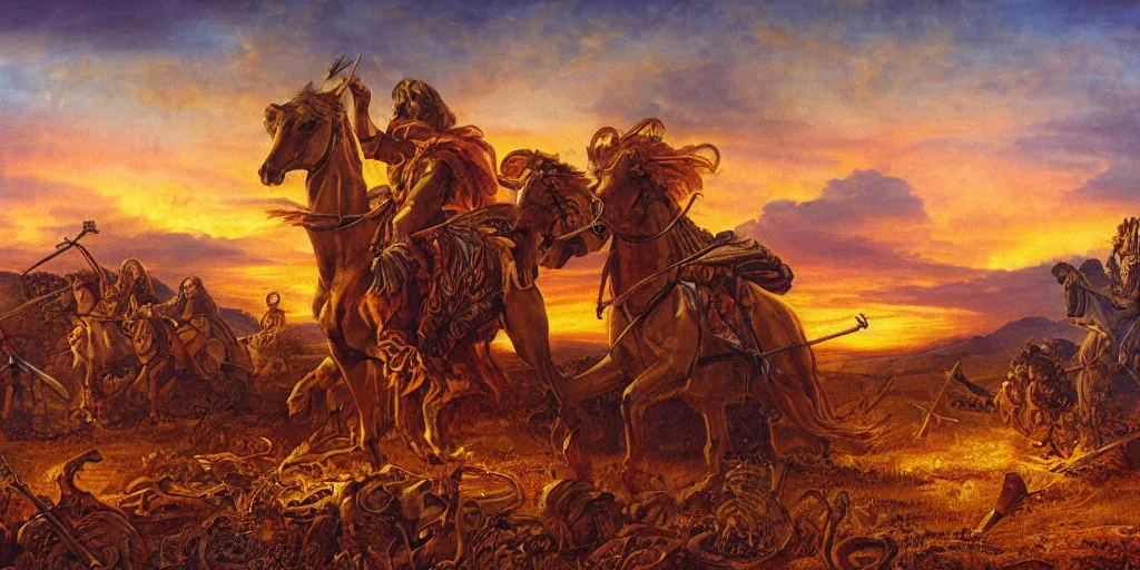 Image similar to cinnamon fields dusk of piety Allegoric Laplacian revelations love hate truth and anger style of old Neapolitan victory relief Jeff Easley , extremely clear and coherent, 8K resolution