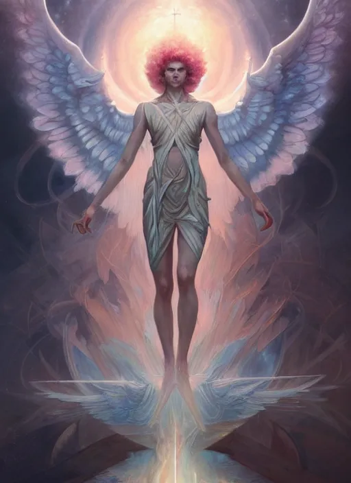 Prompt: archangel metatron detailed illustration by peter mohrbacher and by jon foster trending on artstation