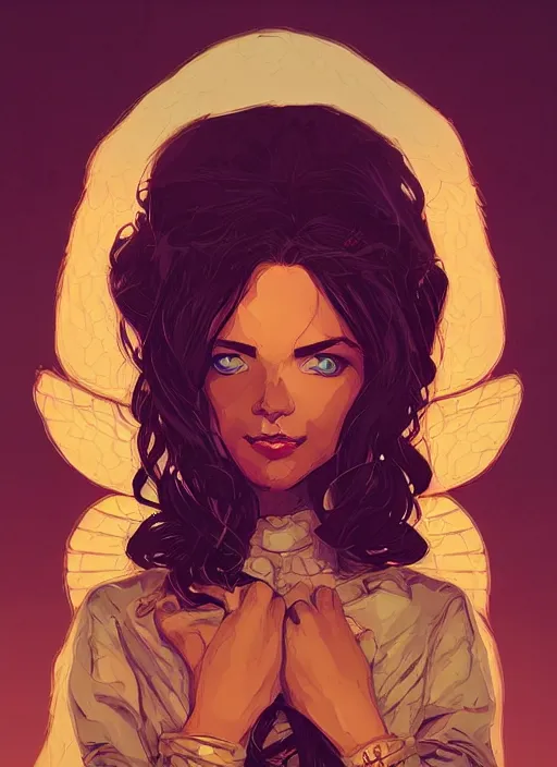 Image similar to portrait of beautifull angel maiden, cute face. dark fantasy, d & d, artstation, art by petros afshar, tom whalen, laurie greasley and greg rutkowski and ilya kuvshinov