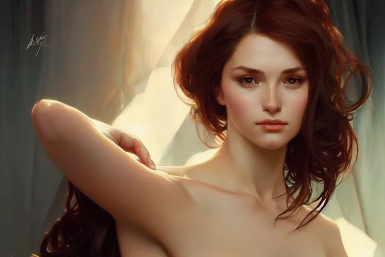 Image similar to Sensual beautiful perfect Polish woman, portrait, elegant, intricate, digital painting, artstation, concept art, smooth, sharp focus, illustration, art by artgerm and greg rutkowski and alphonse mucha