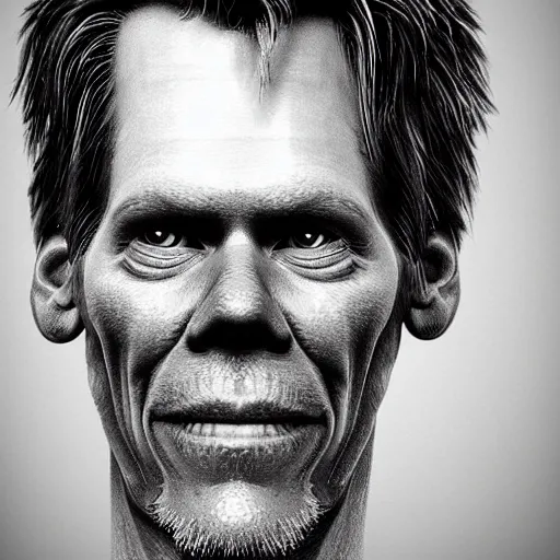 Image similar to ultra detailed kevin bacon shaped exactly like a bacon rendered by octane digital painting inspired by arcimboldo