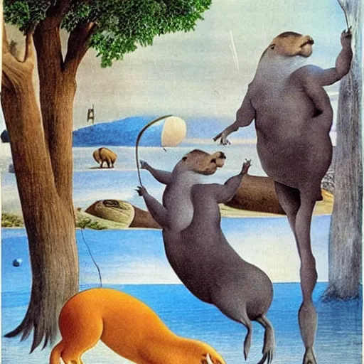 Prompt: capybaras, by salvador dali,