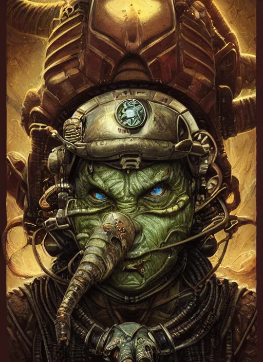 Image similar to mitch hedberg reptile eyes, fallout power armor, shamanic poster lsd art, intricate, elegant, highly detailed, centered, digital painting, artstation, concept art, smooth, sharp focus, illustration, artgerm, tomasz alen kopera, peter mohrbacher, donato giancola, joseph christian leyendecker, wlop, frank frazetta