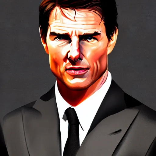 Image similar to tom Cruise in a grand theft auto loading screen art style