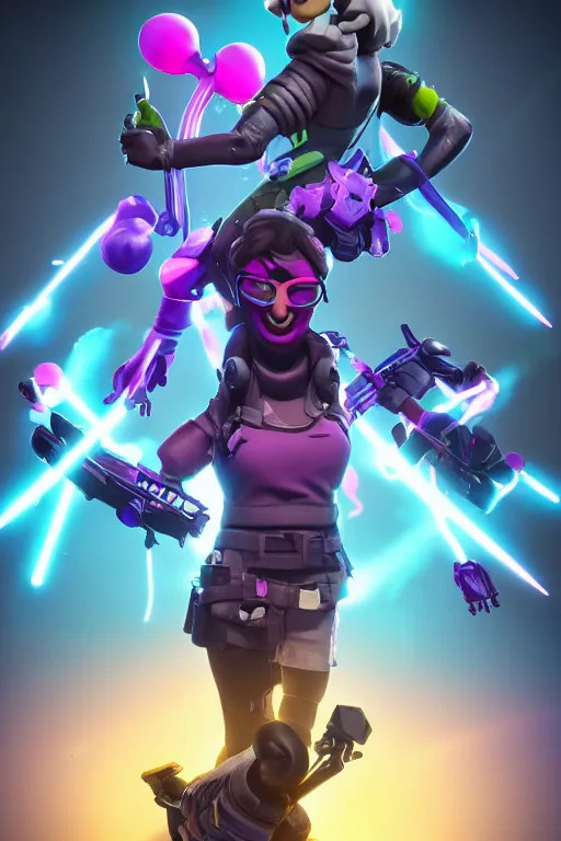 Prompt: fornite lady epic game design fanart by concept artist gervasio canda battle royale kaws by ben shafer, mark van haitsma, anton migulko, airborn studios, drew hill, joa £ o bragato and mark behm. radiating a glowing aura global illumination ray tracing hdr render in unreal engine 5