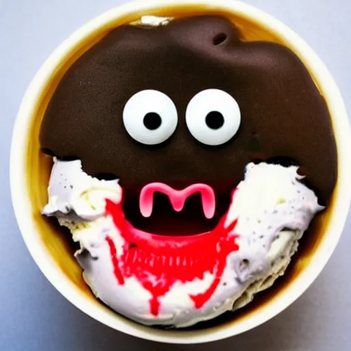 Image similar to add tongue and eyes and monster on the ice cream.