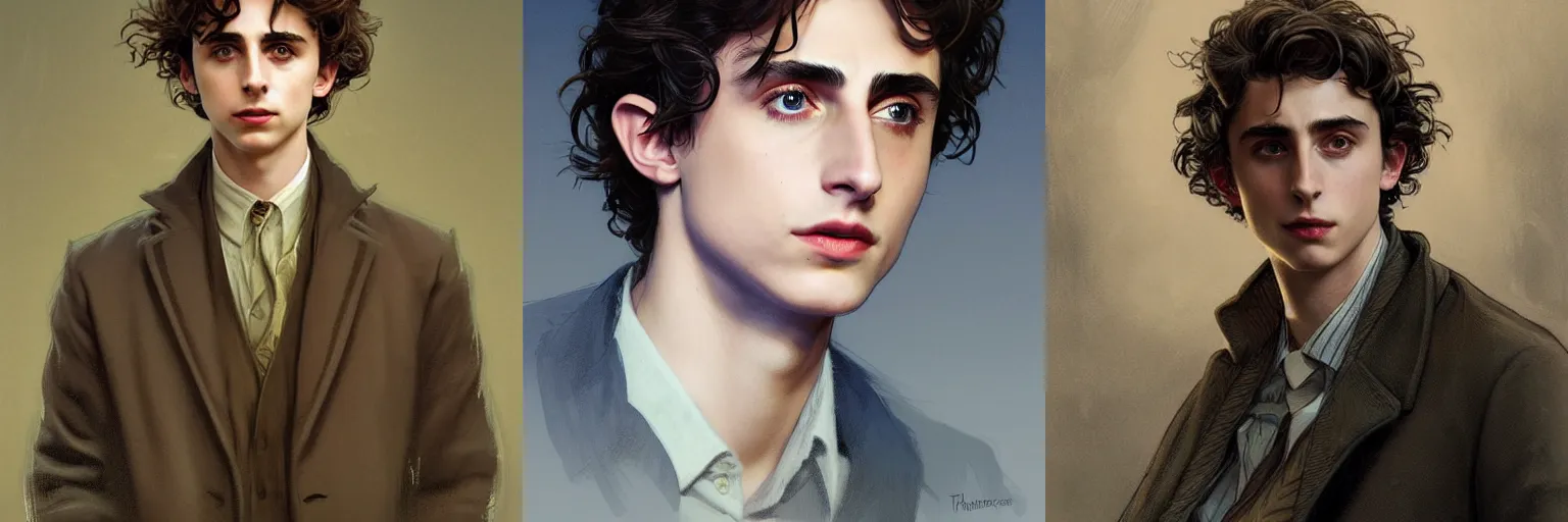 Prompt: portrait of timothee chalamet as a detective, highly detailed, digital painting, artstation, concept art, sharp focus, illustration, art by artgerm and greg rutkowski and alphonse mucha