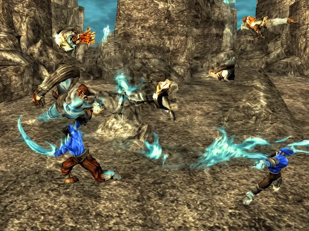 Image similar to third person ps1 game, Soul Reaver