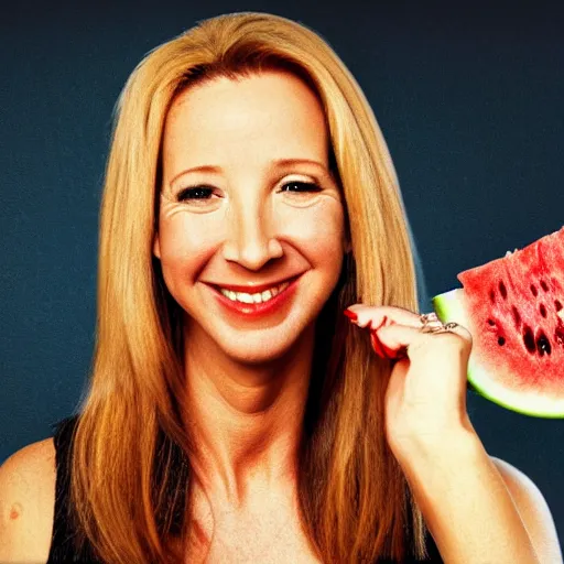 Image similar to digital portrait of Lisa Kudrow eating a watermelon