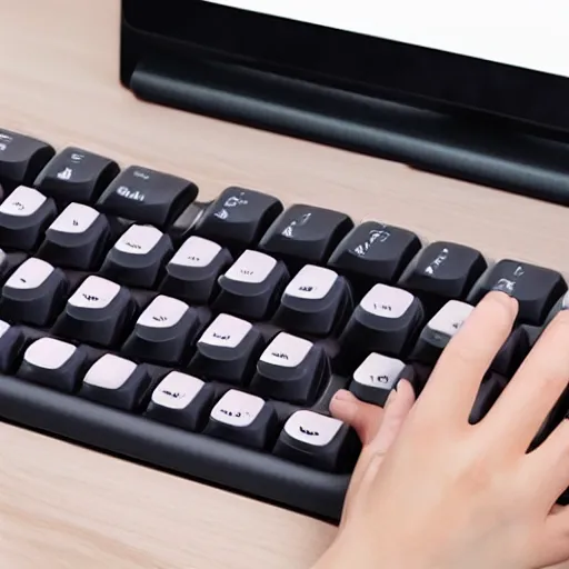 Image similar to a cat paw typing on a computer keyboard - w