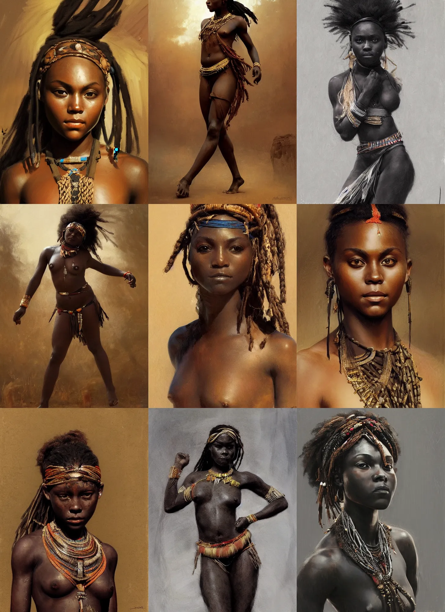 Prompt: black annasophia robb as himba dancer, intricate, elegant, highly detailed, artstation, concept art, sharp focus, ruan jia, jurgens, orientalism, bouguereau