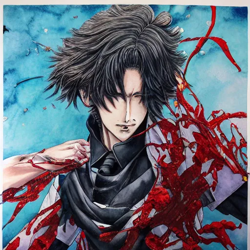 Image similar to feelings of guilt, action painting, detailed painting by minoru furuya, manga and anime, watercolor, 3 d shading