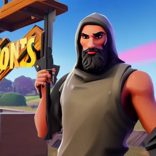 Prompt: Jesus Christ wins a Victory Royale in Fortnite