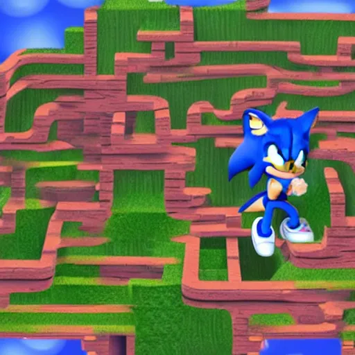 Prompt: Green Hill Zone from the perspective of Sonic