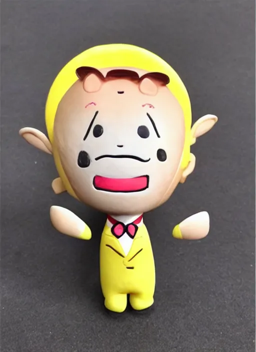 Image similar to money cartoon character with suit, 3 d clay figure, kawaii