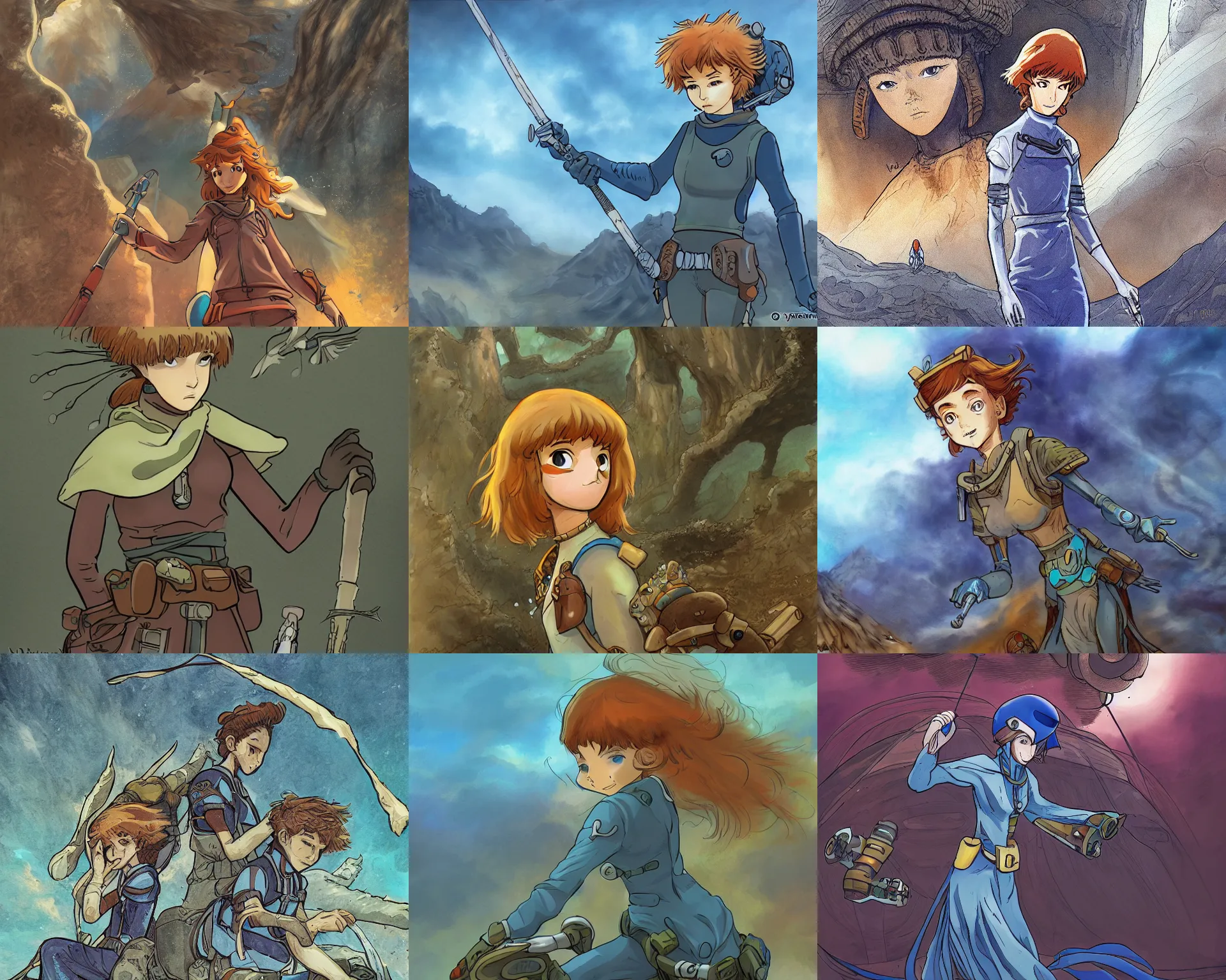 Prompt: nausicaa from the valley of the winds, manga, omas, sci - fi fantasy, digital art