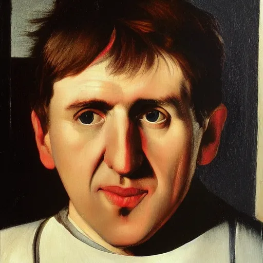 Prompt: painting of peter beardsley by caravaggio