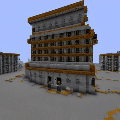 Prompt: The Half-Life 2 citadel in minecraft, game footage