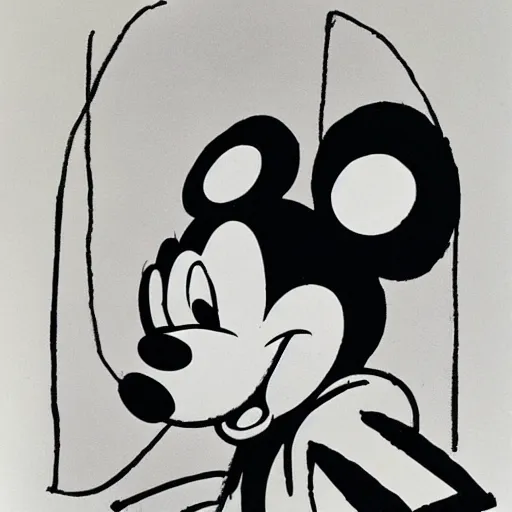 Prompt: portrait of mickey mouse by picasso