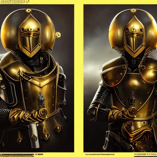 Image similar to Lofi steamPunk portrait medieval knight wearing black and gold plate armor Pixar style by Tristan Eaton Stanley Artgerm and Tom Bagshaw