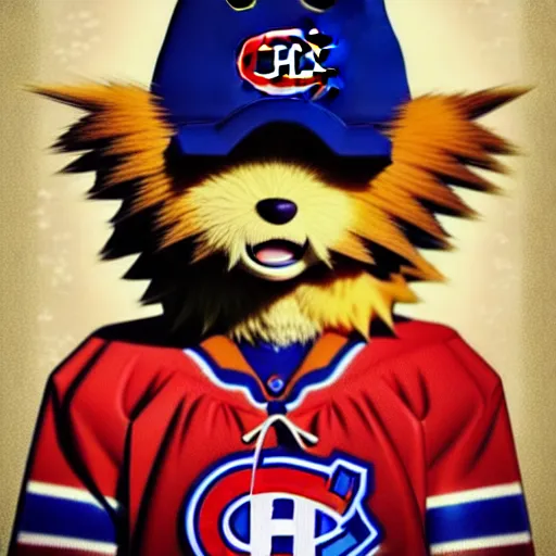 Image similar to anime Portrait of Youppi the Habs Montreal Canadiens Mascot as a very cute powerful and friendly pokemon, highly detailed anime, high evolution, 1990s, legendary, smooth, sharp focus, dynamic lighting, intricate, trending on ArtStation, illustration pokemon, art by WLOP