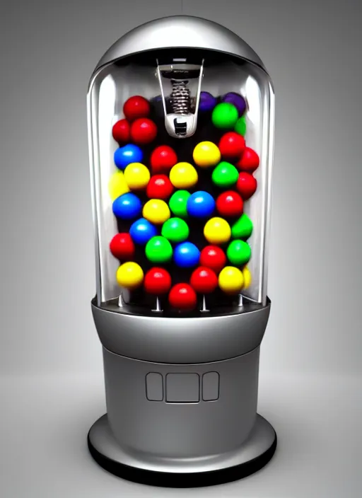 Image similar to hyper realistic award winng 8 k realistic photograph of a futuristic gumball machine