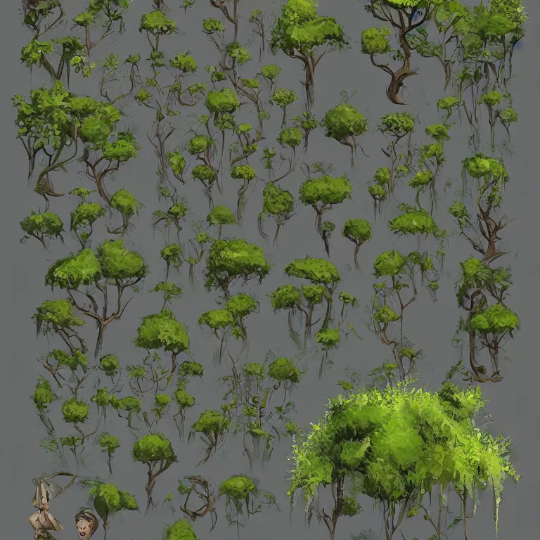 Image similar to lush bushes concept art, detailed diagrams, aesthetic, artstation