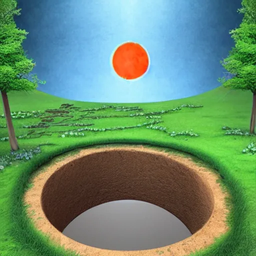 Prompt: a hole in the ground for another dimension