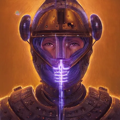 Prompt: medieval paladin knight armor anthropomorphic shiba inu scifi kirlian photography electric field glowing, cyberpunk, portrait art by donato giancola and greg rutkowski, realistic face, kirlian field, glowing in tesla electricity visible magnetic field, digital art, trending on artstation, symmetry