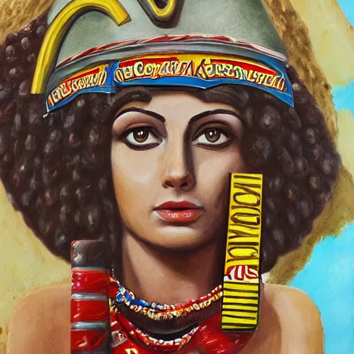 Prompt: a candybar carried by cleopatra in a mcdonalds's, realistic painting, hyperrealistic