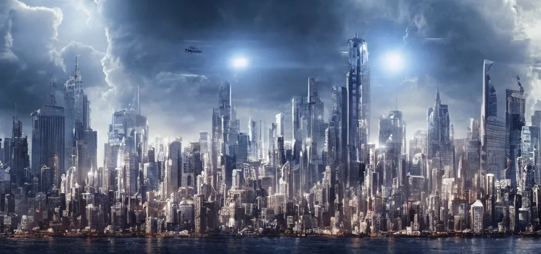 Prompt: very high resolution image from a new movie. a beautiful city landscape, alien invasion. 2 4 mm, photorealistic, photography, directed by atom egoyan