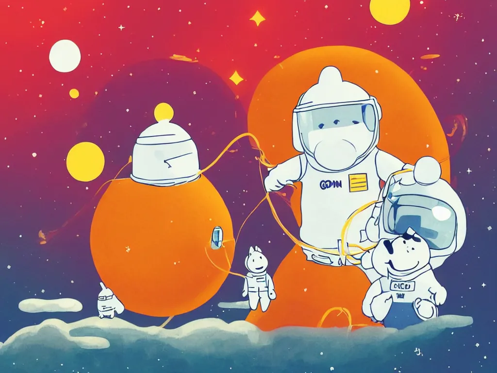 Prompt: moomins in a space suit, looking cute, photoreastic illustration, warm colors, fluffy, cozy, hyperrealistic, low light, volumetric light, smooth, trending on artstation