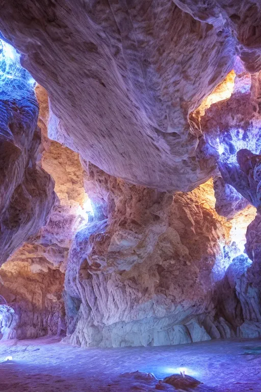 Image similar to photograph of inside of beautiful glowing caves