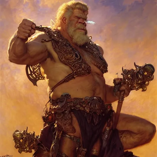 Prompt: ron perlman as a fantasy giant, highly detailed painting by gaston bussiere, craig mullins, j. c. leyendecker, 8 k