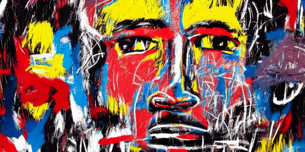 Image similar to a perfect bust of Jean-Michel Basquiat made out of crumpled colored foil, 3D cinematic lighting, spotlight at a 90 DEGREE ANGLE, photorealism, octane render, depth of field, 8k, 35mm, artgem, Trending on artstation