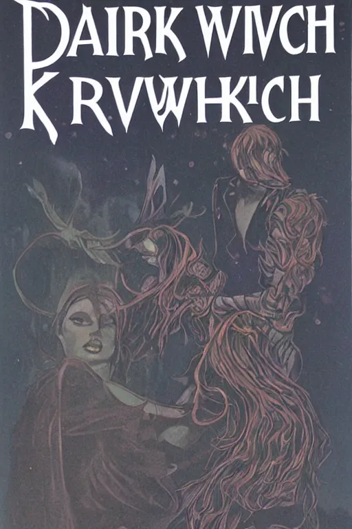 Prompt: book cover for dark witch, 1 9 8 0 s
