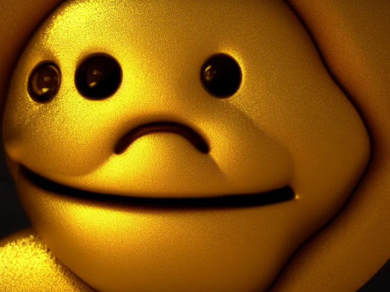 Image similar to sad golden smiley, trending on artstation, octane render, insanely detailed, 8 k, hd