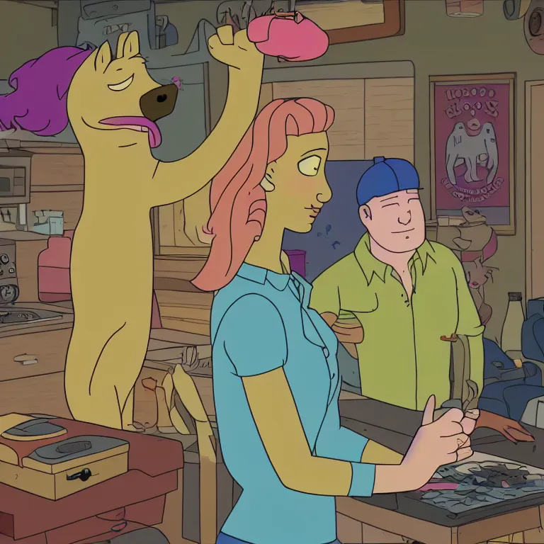 Image similar to still from bojack horseman, hd, hq, high resolution, high detail, 4 k, 8 k