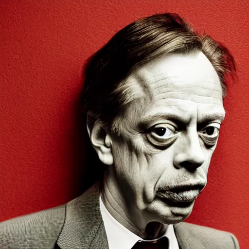 Prompt: portrait of Steve Buscemi in the style of Mario Testino, award-winning, detailed, 82 mm sigma art, close up