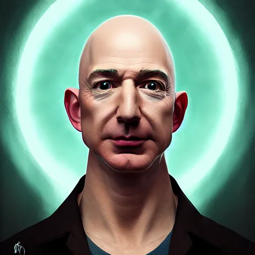 Image similar to portrait of jeff bezos as voldemort, au naturel, hyper detailed, digital art, trending in artstation, cinematic lighting, studio quality, smooth render, unreal engine 5 rendered, octane rendered, art style by klimt and nixeu and ian sprigger and wlop and krenz cushart.