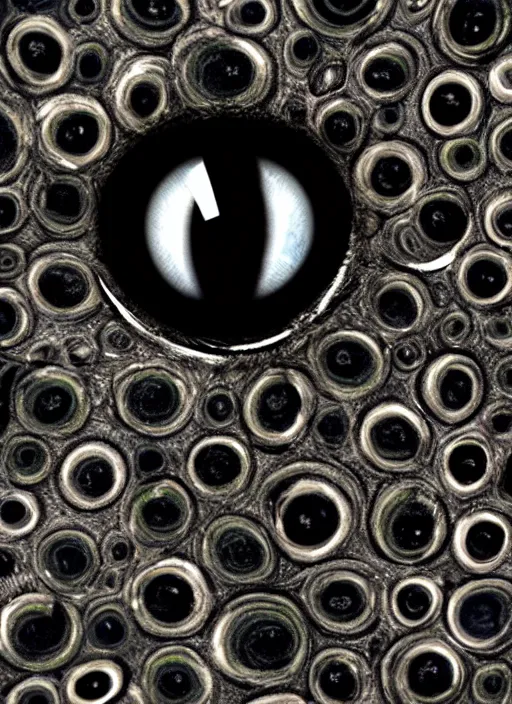 Image similar to macro human eyes!, black centered dot pupil, circle iris ring, happy smiling human eyes, round iris textures, eyelashes, tired half closed, advanced art, art styles mix, from wikipedia, wet eye relections, hd macro photograph, montage of grid shapes