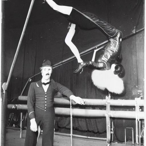 Image similar to old - time photograph of tom cruise as a circus attraction,