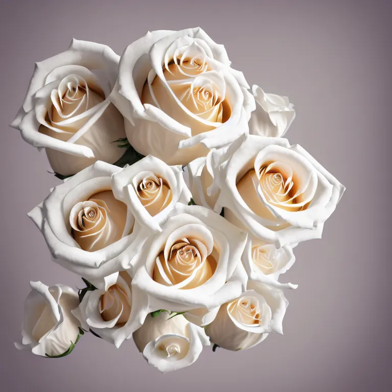 Image similar to wonderful symmetrical princess with a clear skin ornate of cream liquid semi transparent white roses, 8 k gorgeous delicate cream detailed, accent white lighting, dramatic light, octane render