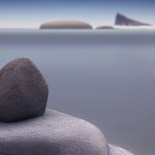 Image similar to a beautiful rock on the beach, octane render nvidia raytracing