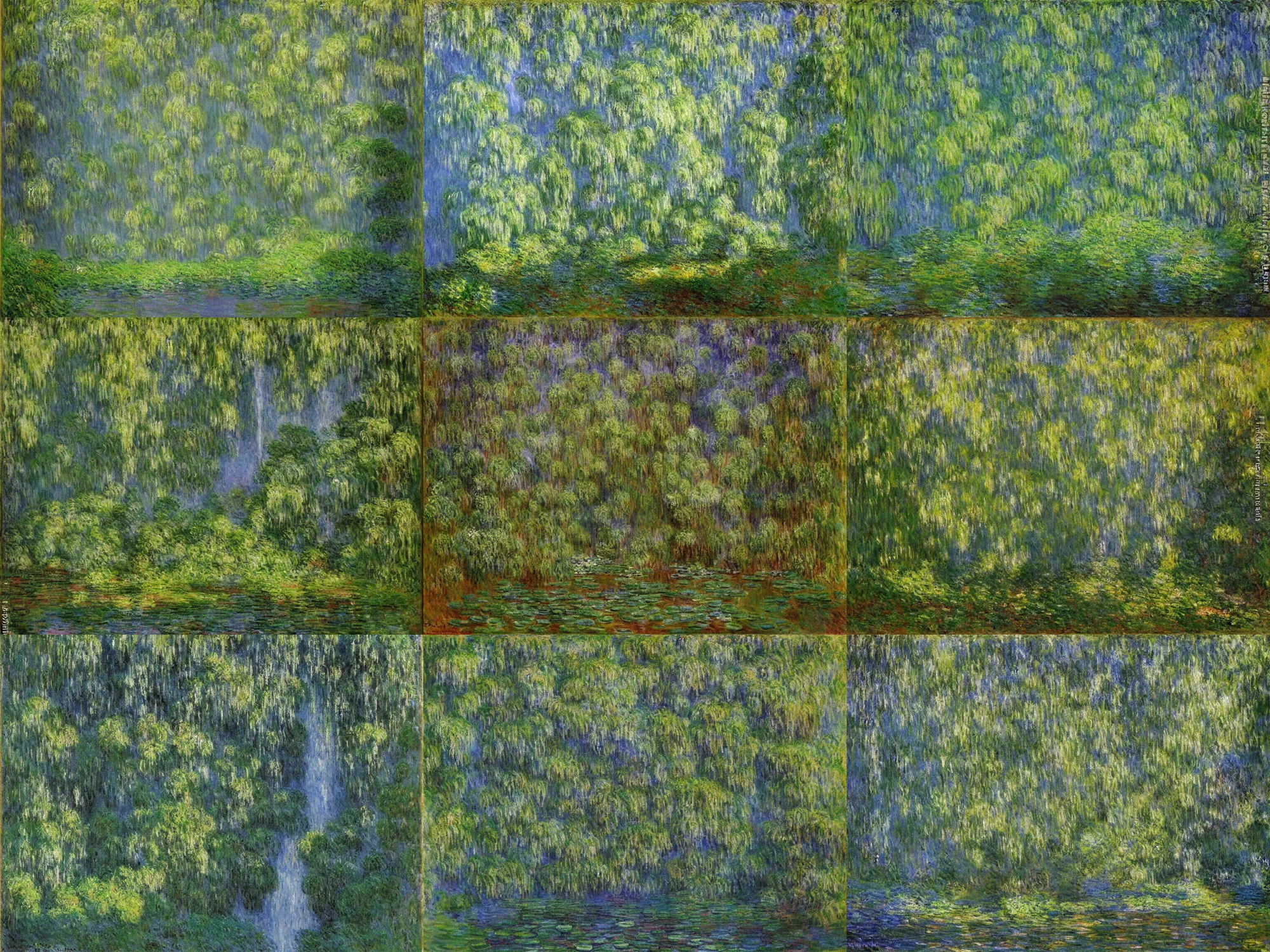 Prompt: a waterfall in a mossy forest, claude monet, impressionistic, beautiful painting