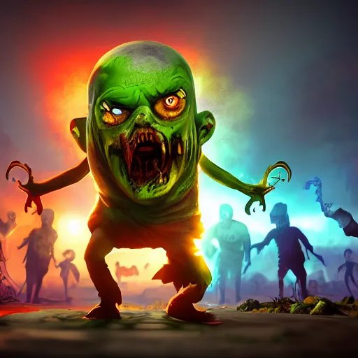 Prompt: angry zombie, epic legends game icon, stylized digital illustration, radiating a glowing aura, global illumination, ray tracing, hdr, fanart arstation by ian pesty and katarzyna bek - chmiel